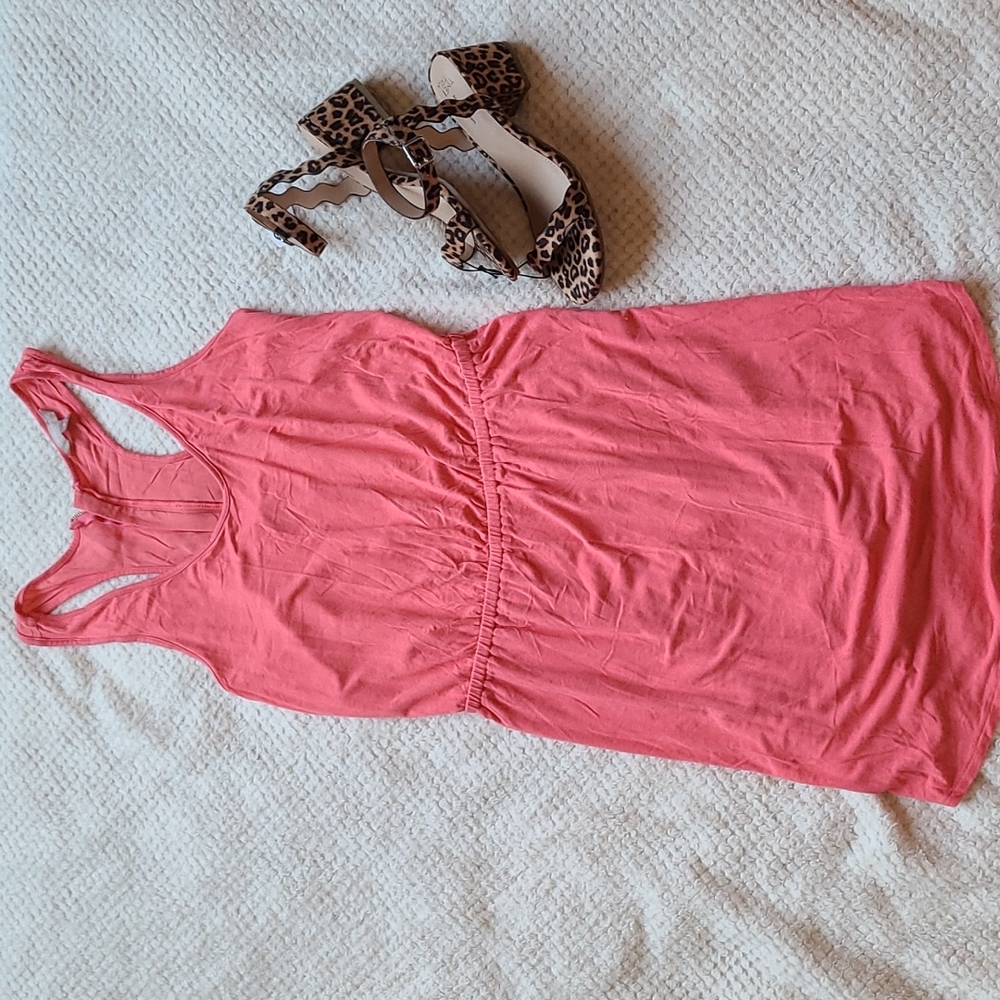 Coral Sleeveless Racerback Dress - Women's Casual Summer Dress